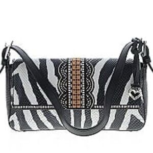 NWOT BRIGHTON African Stories TARINA Zebra PRINT Embossed short shoulder bag
